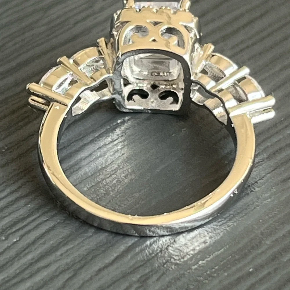 NIB Silver Plated Princess Cut CZ Promise Ring Sz 8